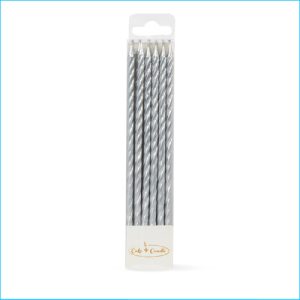Candle Tall Spiral Silver Pk 12