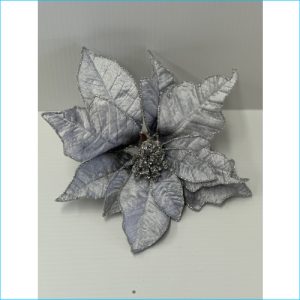Poinsettia ClipFlw Silver Glitter 22.5cm