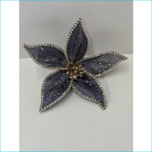 Poinsettia Clip Flw Blue/Gold 18cm