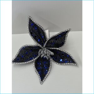 Poinsettia Clip Flw Blue Sequin 18cm