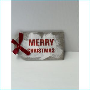 Merry Christmas Wooden Tag 19cmx7cm