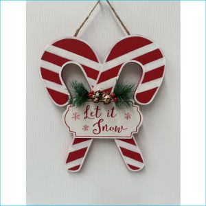 Wooden Hanging Candy Canes 29x25cm