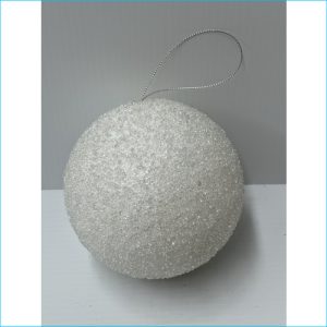 Bauble White Glitter 12cm