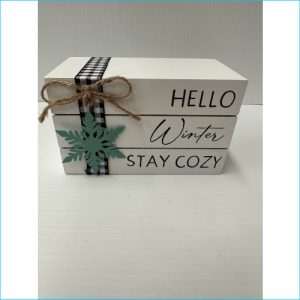 Wooden Box Hello Winter Stay Cozy 15x8cm