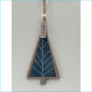 Wooden Christmas Tree Ornament Blue 18cm