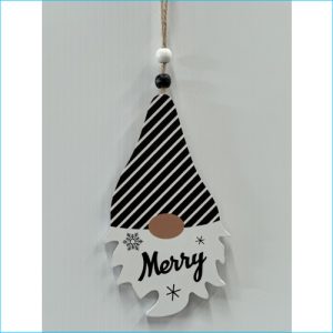 Xmas Gnome Head Merry Ornament 14cm