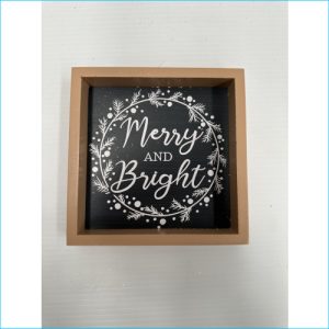 Wooden Frame Merry and Bright 15x15cm