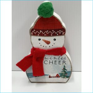 Wooden Snowman Winter Cheer 16x10cm