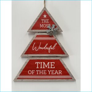 Wooden Hanging Xmas Tree 29cm