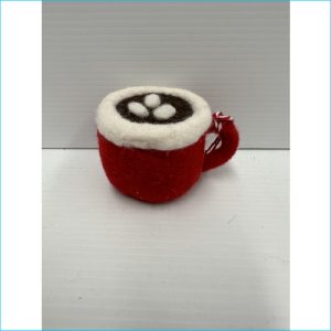 Bauble Felt Coffee Cup Red 7x10cm