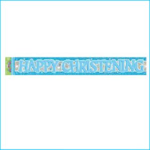 Happy Christening Blue Foil Banner 365cm