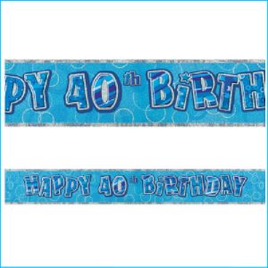 Happy 40th Birthday Blue Foil Banner 365