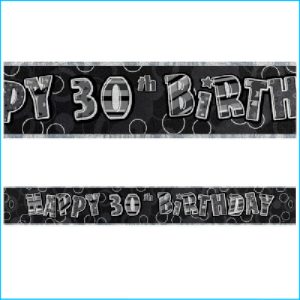 Happy 30th Birthday Black Foil Banner 36