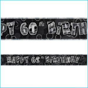 Happy 60th Birthday Black Foil Banner 36