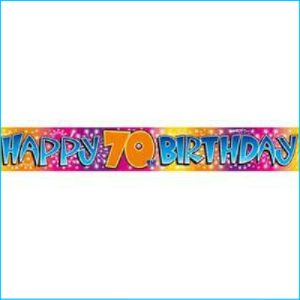 Happy 70th Birthday Rainbow Foil Banner