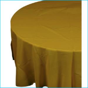 Gold Round Plastic Tablecover 2.13m