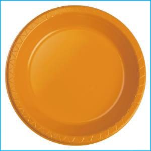 Orange Round Plastic Banquet Plates Pk 2