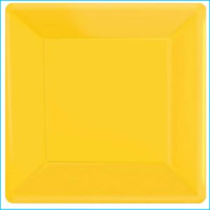 Yellow Square Plastic Snack Plates Pk 20