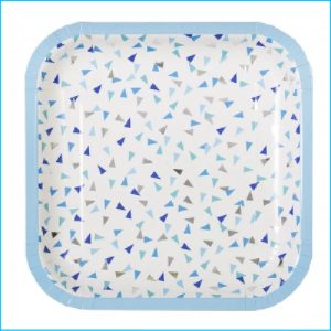 Blue & Silver Triangle Paper Plates Pk 8