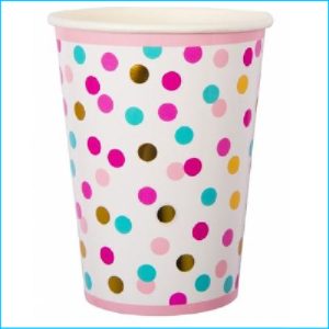 Pink, Turquoise & Gold Dots Paper Cups P