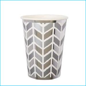 Silver Geometric Paper Cups Pk 8