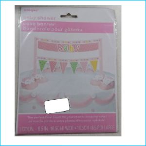 Cake Topper Banner Baby Pink