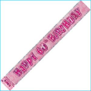 Happy 60th Birthday Pink Foil Banner 365