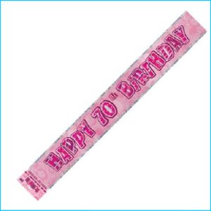 Happy 70th Birthday Pink Foil Banner 365