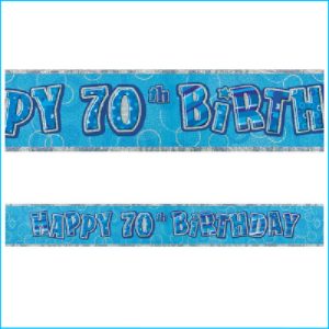 Happy 70th Birthday Blue Foil Banner 365