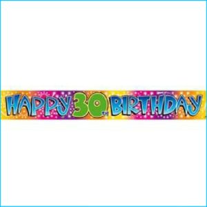 Happy 30th Birthday Rainbow Foil Banner