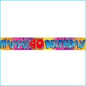 Happy 40th Birthday Rainbow Foil Banner