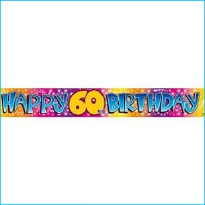 Happy 60th Birthday Rainbow Foil Banner