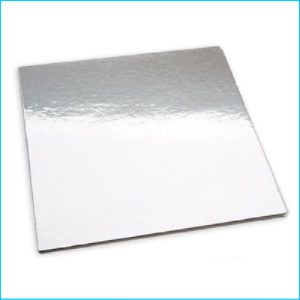 Cake Cardboard Square Silver 12"