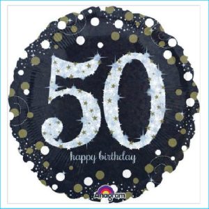 Foil 50th Birthday Black & Gold 45cm