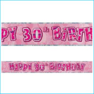 Happy 30th Birthday Pink Foil Banner 365