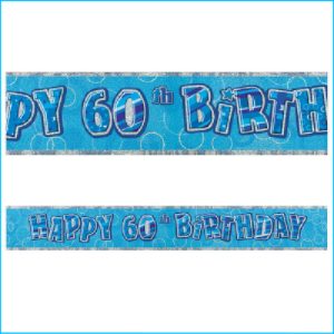 Happy 60th Birthday Blue Foil Banner 365