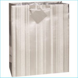 Gift Bag Large Silver Stripe Pk 1