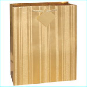 Gift Bag Large Gold Stripe Pk 1