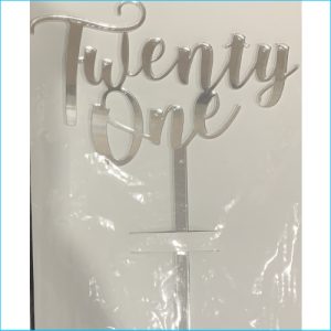 Cake Topper Twenty One Silver