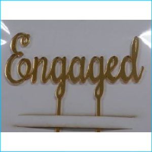 Cake Topper Engaged Gold