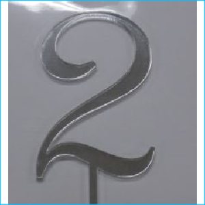 Cake Topper Silver Number 2