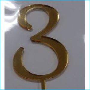 Cake Topper Gold Number 3