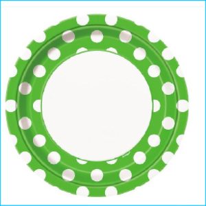 Lime Green Dots Paper Lunch Plates Pk 8