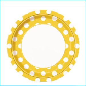 Yellow Dots Paper Lunch Plates Pk 8