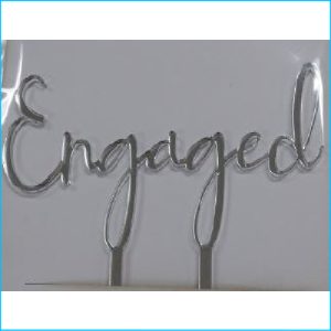 Cake Topper Engaged Silver