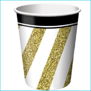 Black & Gold Paper Cups Pk 8