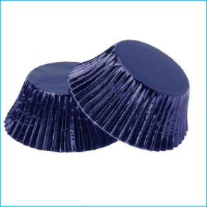 Patty Pan Mini Navy Blue Foil Pk 40