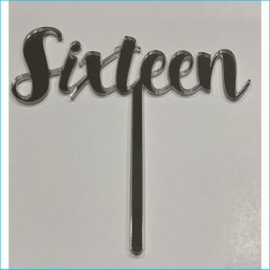 Cake Topper Sixteen Silver