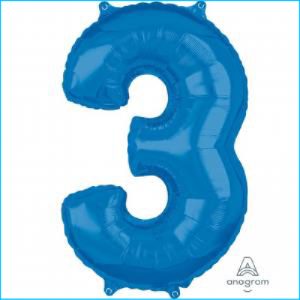 Foil 66cm Blue Number 3