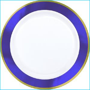 Purple Rim Round Plastic Dinner Plates P